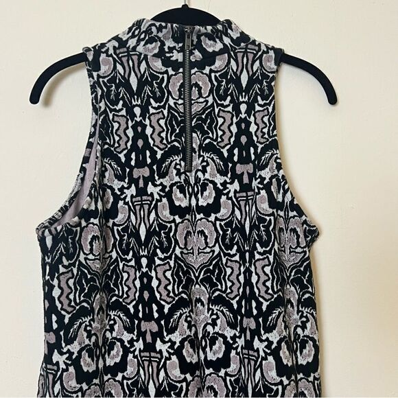 Free People Amelia Jacquard Knit Mock Neck Mini Dress, Size Med Black/Tan/White - Picture 7 of 12